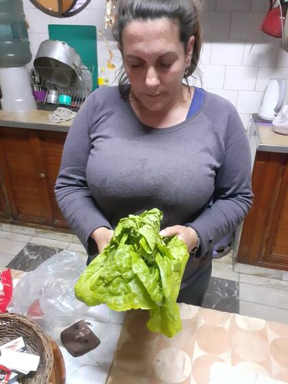La semana pasada, Nadia cosechó tres plantas de acelga y tres de lechuga