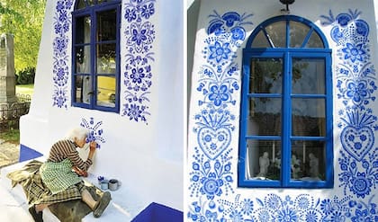 La señora pinta todas las casas de su pueblo por amor al arte