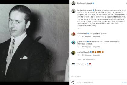 La sentida despedida de Benjamín Vicuña a su padre en las redes (Foto: Instagram @benjaminvicuna.ok)