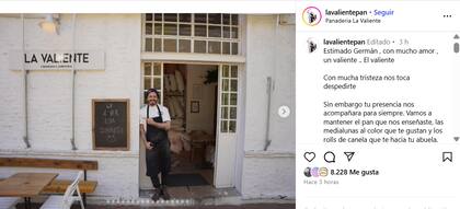 La sentida despedida del panadero en redes sociales