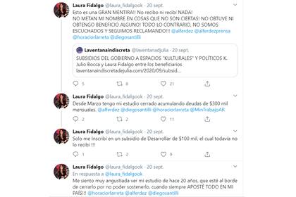 La serie de mensajes que Fidalgo escribió en Twitter para hablar de la situación económico-laboral que afronta