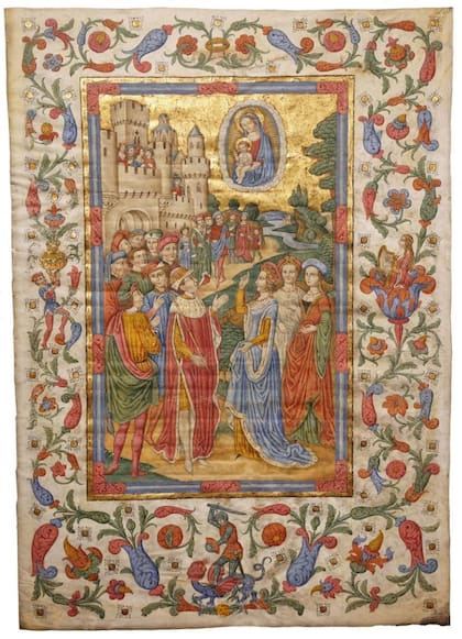 La Sibila Tiburtina y el emperador Augusto en una de las obras del "falsificador español", quien en el siglo XIX pintaba sobre hojas de vitela o pergamino de libros medievales auténticos