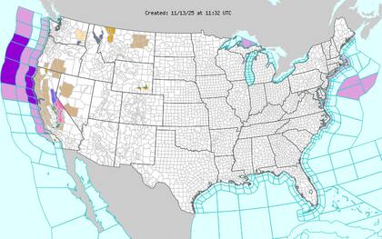 La Sierra Nevada recibirá las primeras grandes nevadas del mes, con pronósticos de acumulación entre uno y dos pies (30 y 60 centímetros) en las zonas más altas del sur de la cordillera entre el jueves y la mañana del sábado