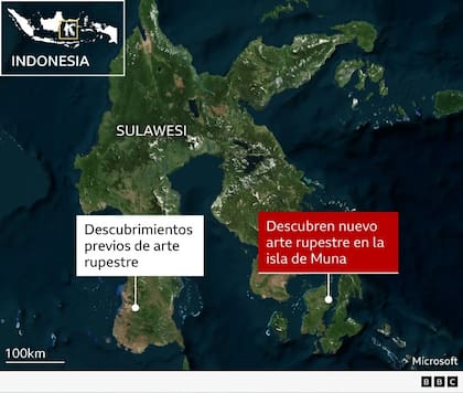 La silueta de una mano pintada en negativo en la pared de una cueva en la isla indonesa de Sulawesi es la pintura rupestre más antigua que se conoce en el mundo