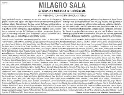 La solicitada a seis años de la detención de Milagro Sala