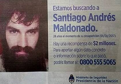 La solicitada del Gobierno por Santiago Maldonado