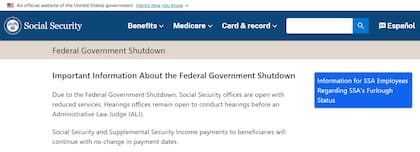 La SSA anunció que el cierre de gobierno no afectará a los depósitos del Seguro Social (Social Security Administration)