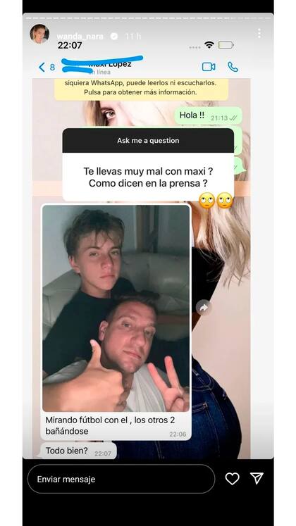 La storie de Wanda Nara sobre la pregunta de su relación con Maxi López
Foto: captura de pantalla