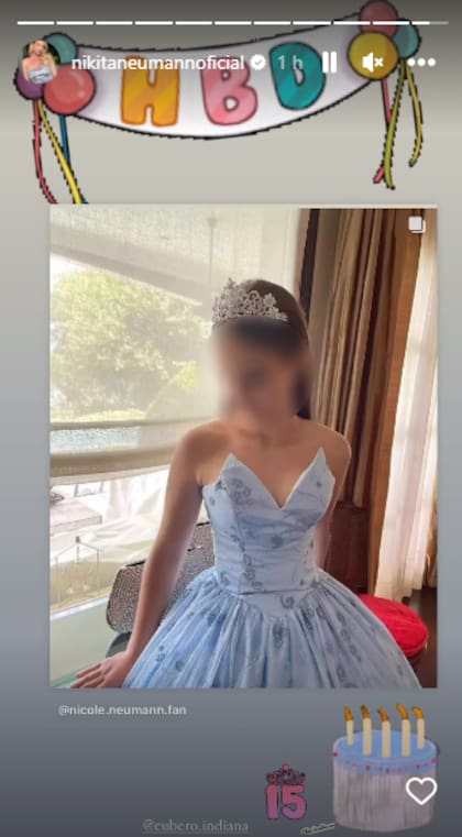 La Storie que subió Nicole Neumann por los 15 años de Indiana