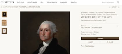 La subasta del cuadro de George Washington está abierta a todo público