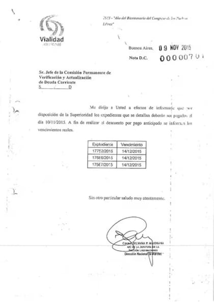 La superioridad, un sistema que funcionaba para adelantar los pagos en Vialidad