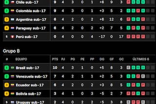 Así quedó la tabla de posiciones del Sudamericano Sub 17 2025, tras la fecha 5