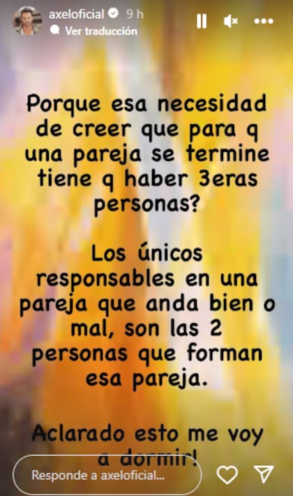 La tajante respuesta de Axel sobre los rumores de romance