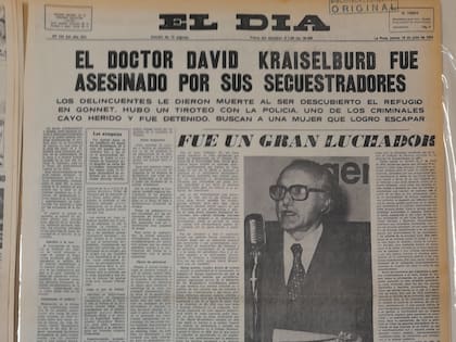 La tapa de El Día con la confirmación del asesinato de Kraiselburd