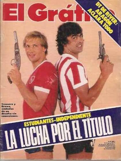 La tapa de El Grfico de 1983, con Enzo Trossero y Jos Luis Brown, capitanes de Independiente y Estudiantes, en la previa de la final del torneo Nacional