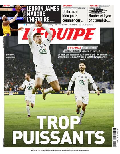 La tapa de este jueves del diario L'Equipe