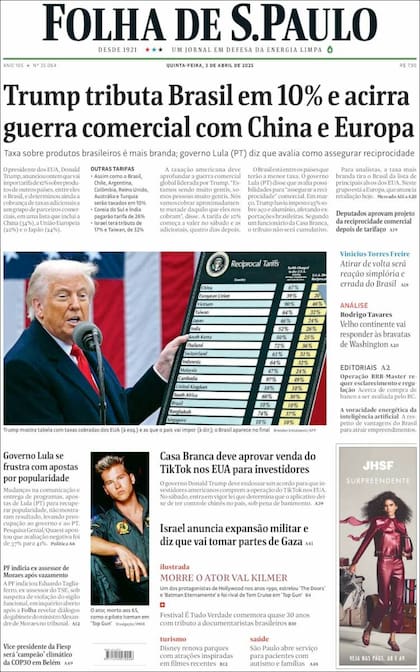 La tapa de Folha de S.Paulo
