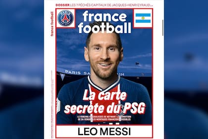 La tapa de France Football con el fotomontaje de Messi y la camiseta de PSG