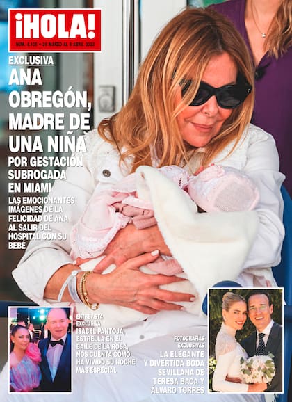 La tapa de ¡HOLA! con la imagen exclusiva de la actriz al salir de la maternidad de Miami con Anita en brazos, en marzo pasado.