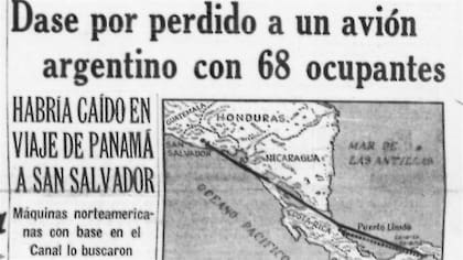 La tapa de LA NACION con la noticia del TC48, perdido en Costa Rica