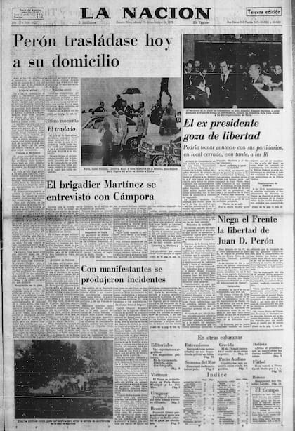 La tapa de LA NACION del 18 de noviembre de 1972