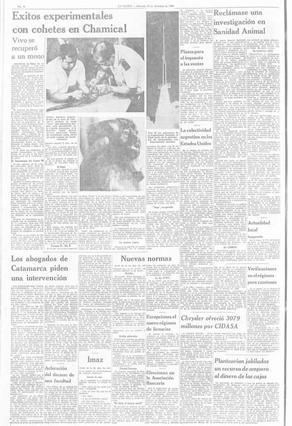 La tapa de LA NACION del día posterior a la exitosa misión de Juan.