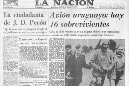 La tapa de LA NACION sobre una noticia que impactó al mundo: el rescate de los 16 sobrevivientes al accidente en los Andes