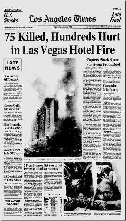 La tapa de Los Angeles Times el día posterior al incendio
