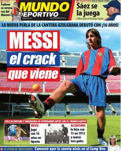 La tapa de Mundo Deportivo tras el debut de Messi en Barcelona: "El crack que viene"... ¡y la naranja presente!