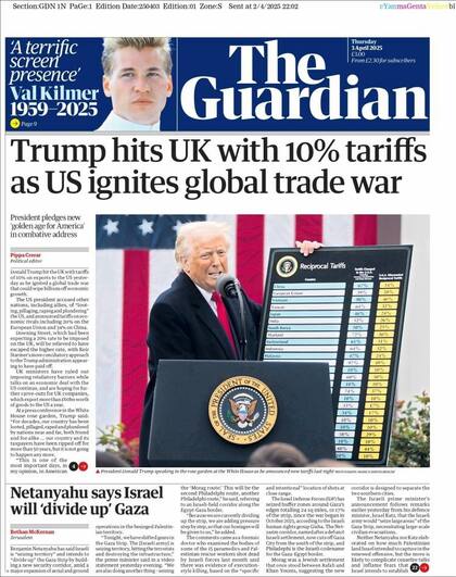 La tapa de The Guardian