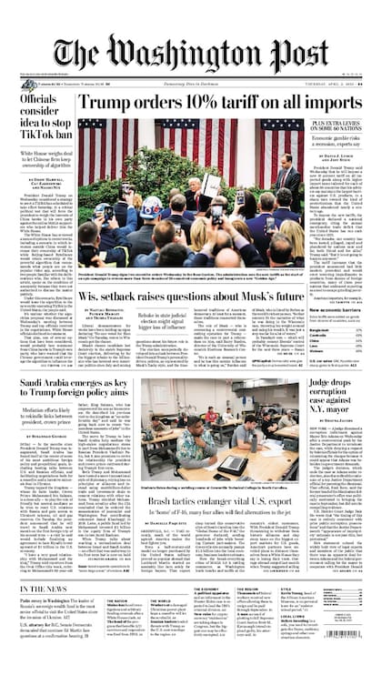 La tapa de The Washington Post