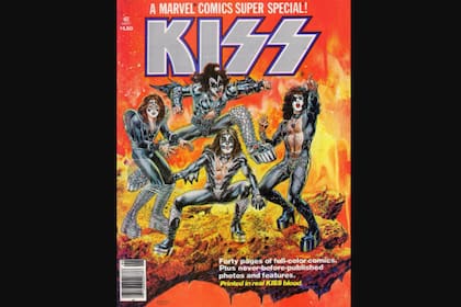 La tapa del cómic de Marvel basado en Kiss. En las décadas posteriores, el grupo tendría varias historietas más.
