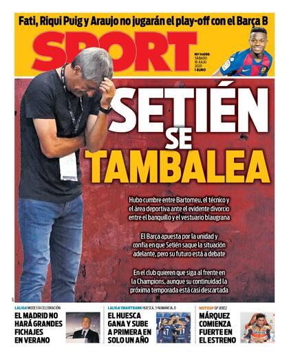 La tapa del diario catalán Sport de este sábado