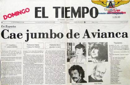 La tapa del diario El Tiempo para informar sobre la tragedia