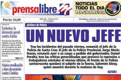 La tapa del diario Prensa Libre de hoy, donde Báez publicó su denuncia contra Fariña