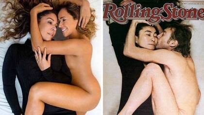 La tapa del disco de Daniela Mercury y la tapa de la Rolling Stone de Lennon y Ono