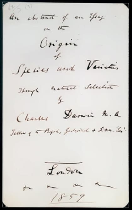 La tapa del manuscrito del Origen de las Especies