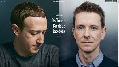 La tapa del New York Times con la columna de opinión de Chris Hughes