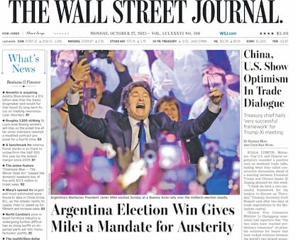 La tapa del Wall Street Journal de este lunes.