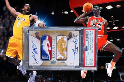 La tarjeta de Kobe Bryant y Michael Jordan, que se convirtió en la más cara de la historia, pertenece a la serie conocida como "Dual NBA Logo Autographs"