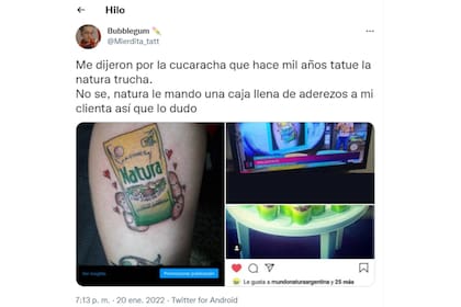 La tatuadora a cargo de la imagen indicó que dudaba que sea la trucha (Foto Twitter @Mi)erdita_tatt