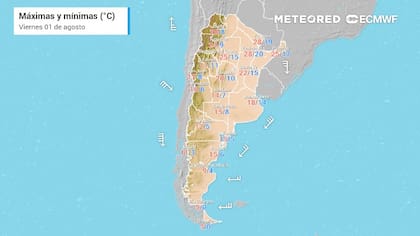 La temperatura el 1° de agosto