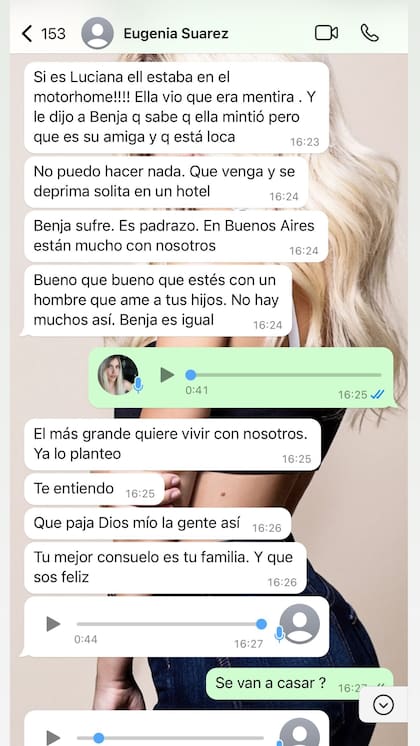 La tercera imagen del chat que mantuvo Wanda Nara con La China Suárez