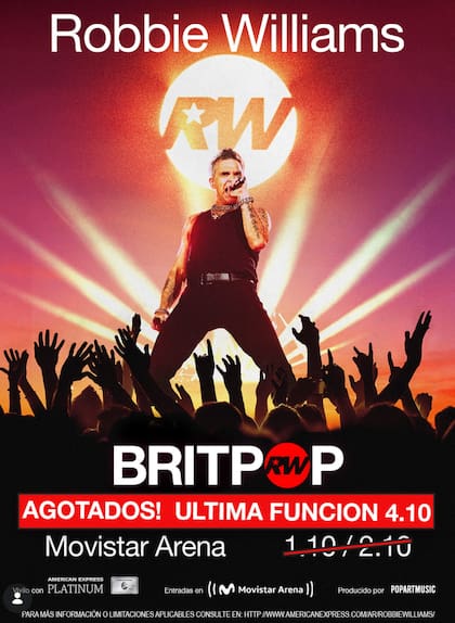 La tercera presentación en el Movistar Arena quedó programada para el próximo domingo 4 de octubre