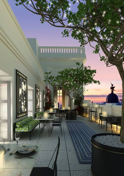 La terraza, uno de los atractivos del hotel que abrirá el 7 de junio