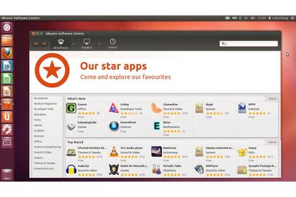 La tienda de aplicaciones y la barra de tareas y accesos directos de Ubuntu 12.04