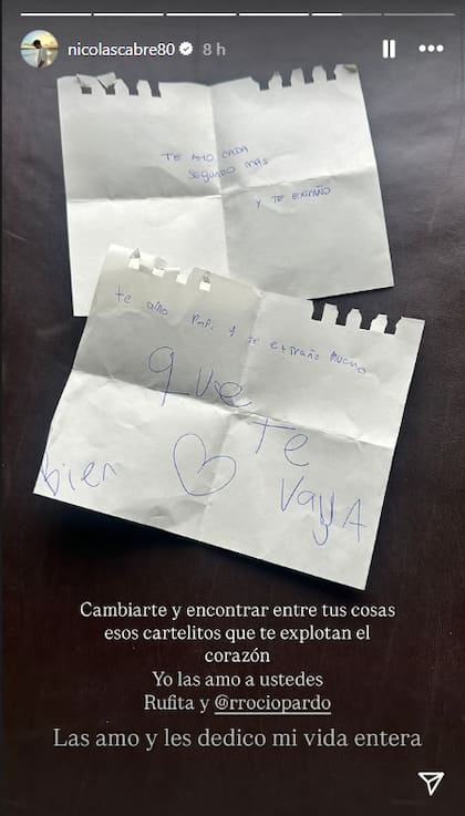 La tierna carta que le escribió Rufina a Nicolás Cabré antes de una carrera (Captura: Instagram @nicolascabre80)