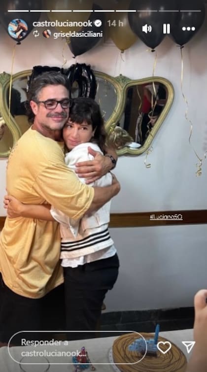 La tierna foto de Luciano Castro con Griselda Siciliani en el festejo de su cumpleaños