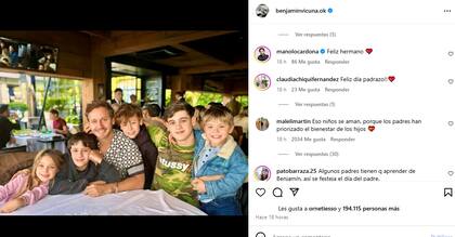 La tierna publicación de Benjamín con sus hijos y la reacción de los seguidores