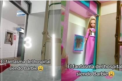 La tiktoker Gabriela García Pérez puso un filtro de Barbie, apuntó al pasillo de un hospital y encontró una imagen que le generó espanto